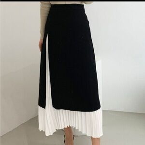 Commense Black and White Asymmetrical Skirt